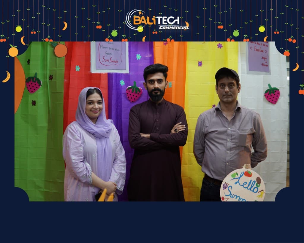 BALITECH Culture Day and Prize Distribution — team photo with Hello Summer sign